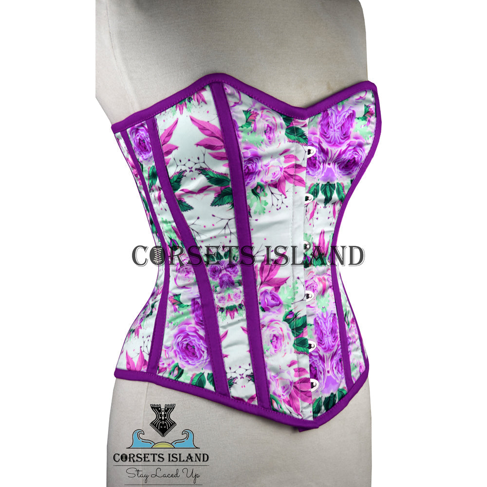 Floral Waist Trainer Corset Steel Boned for Waist Shaping