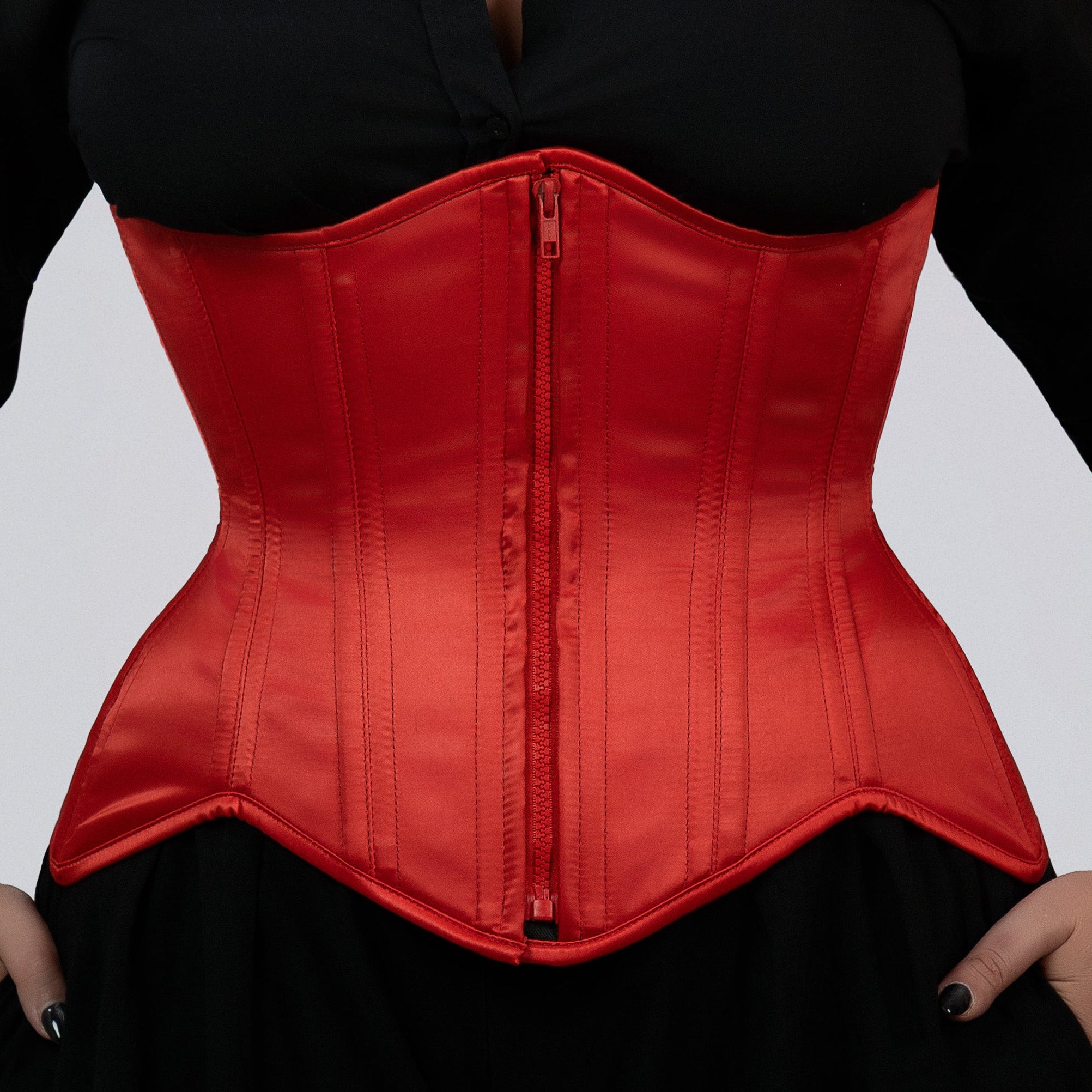 Vivian – Curvy Satin Double Steel Boned Underbust Zipper Corset | All