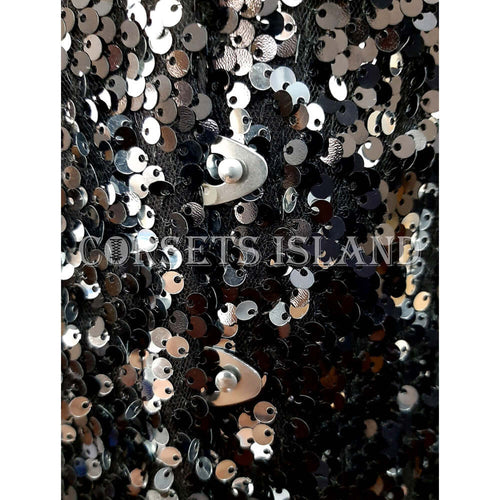 Black Sequin Steel Boned Underbust Corset