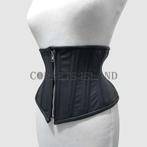 Black Front Zipper Corset For Waist Training