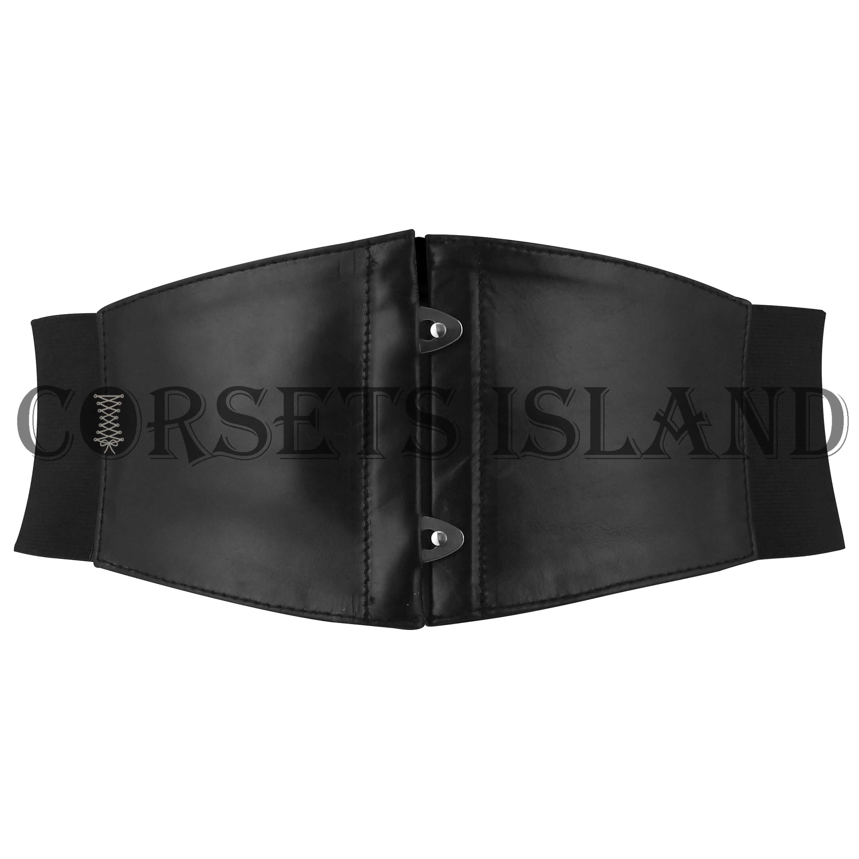 Black Leather Corset Belt Stylish Waist Cincher for Women - Main Image