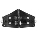 Black Leather Corset Belt with Silver Buckles 