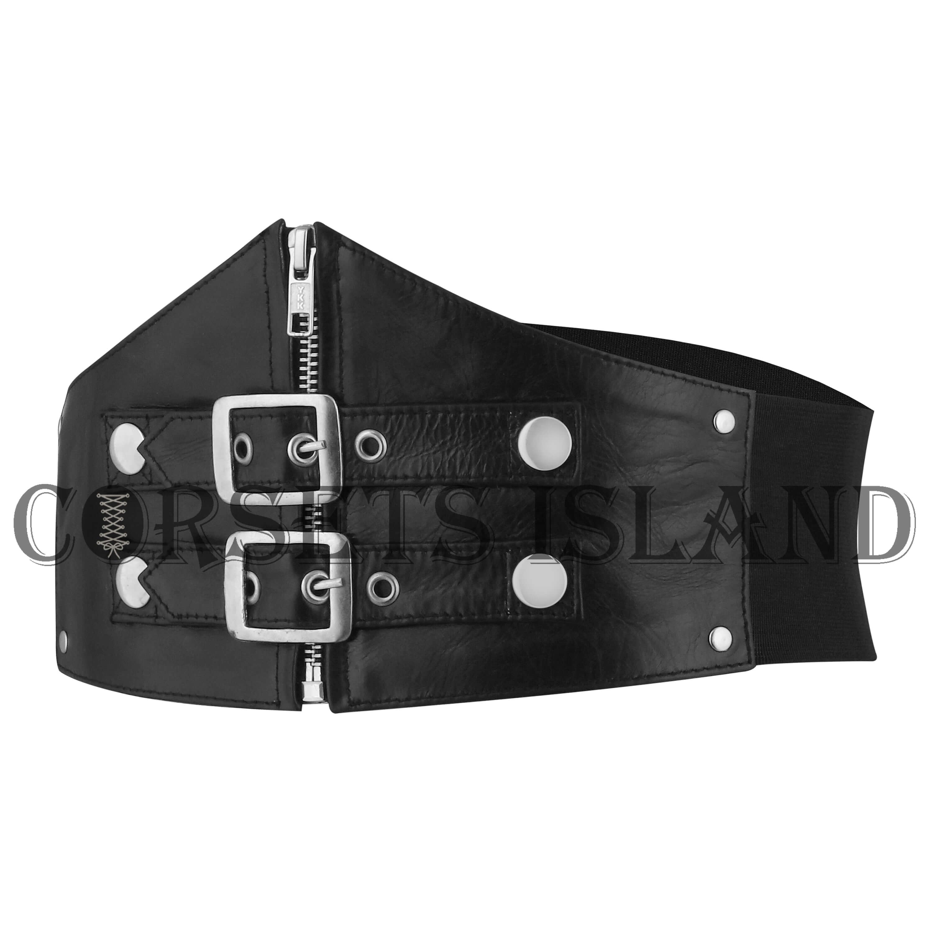 leather corset belt black