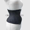 Black Leather Front Zipper Corset for Waist Training