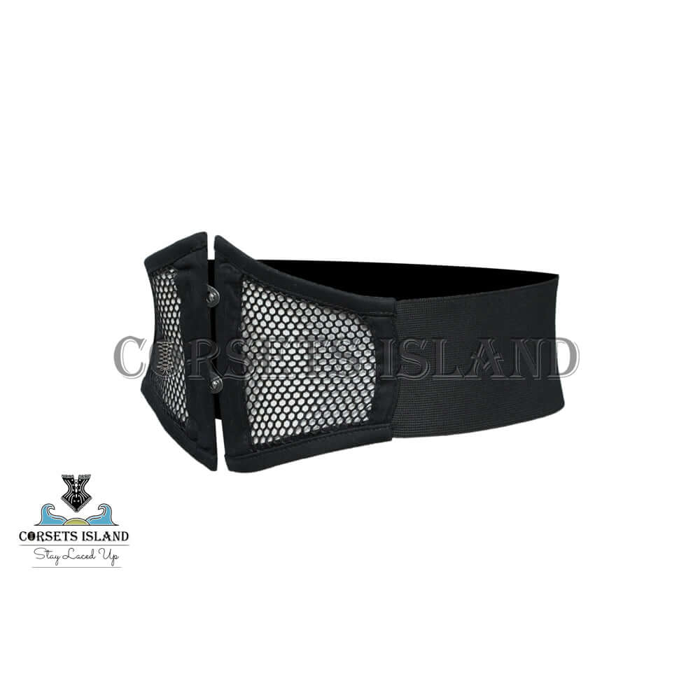 NYX - Black Mesh Corset Belt Adjustable Waist Cincher Elastic Belt