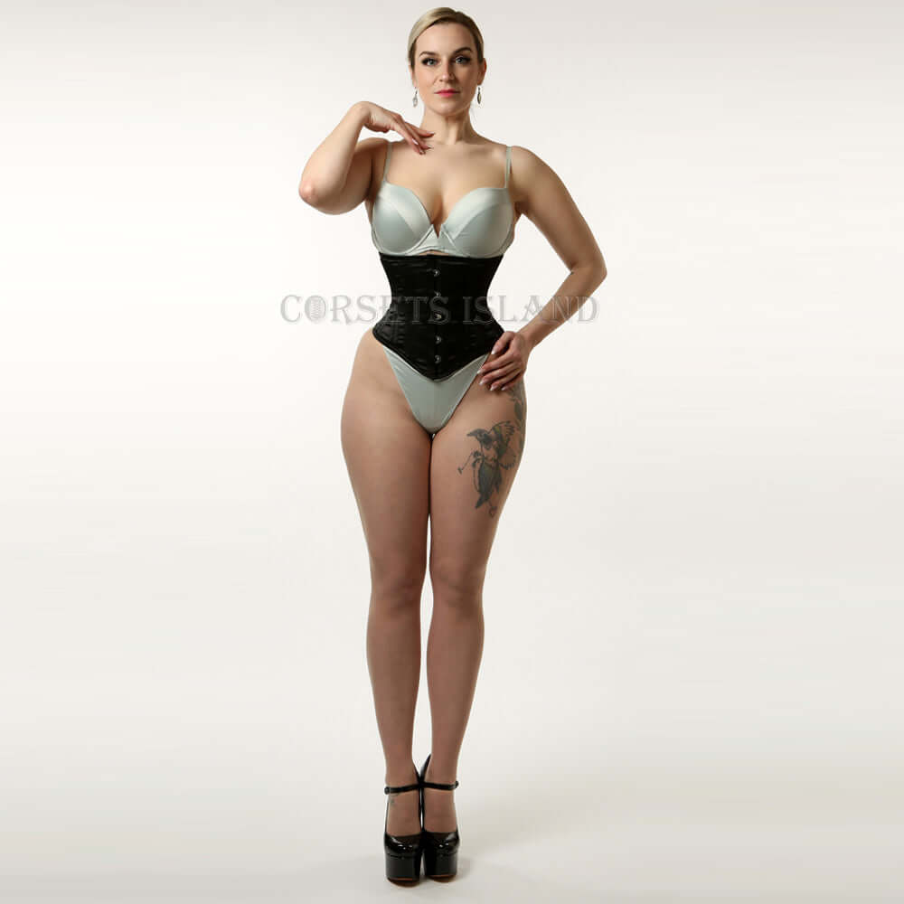 Black Satin Underbust Corset – Waist Shaping & Stylish