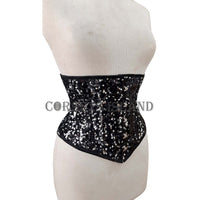 Alice - Sequin Steel Boned Shaping Waspie Corset | All Colors