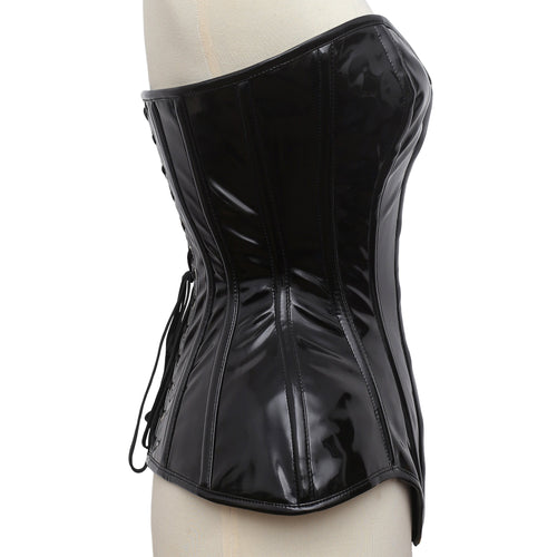 Black Steel Boned PVC Corset for Waist Training