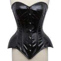 Jessica - Black Steel Boned PVC Waist Training Overbust Corset | All Colors