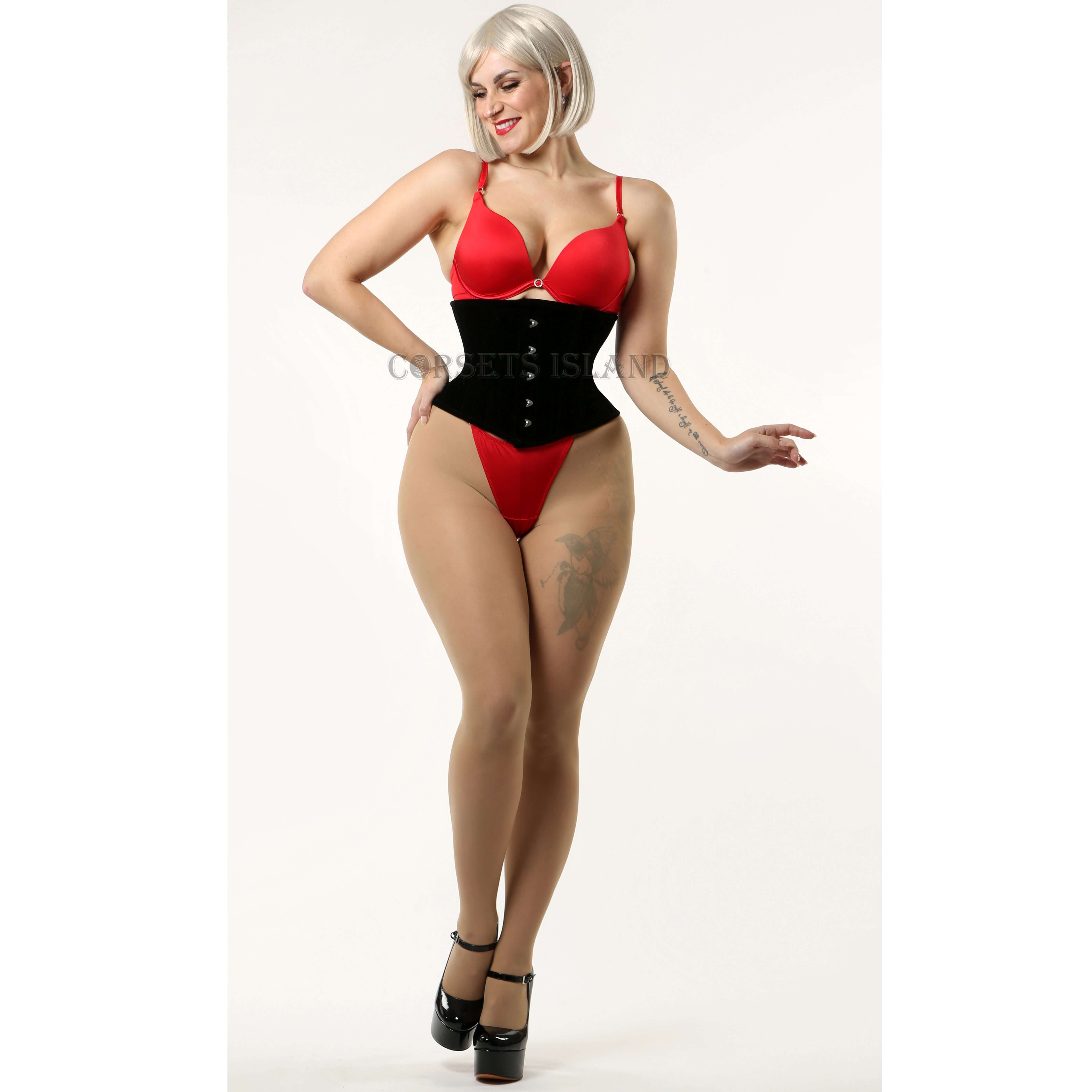 Alice - Velvet Steel Boned Shaping Waspie Corset | All Colors