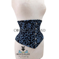 Blue Brocade Corset with Front Closure for Waist Shaping & Training