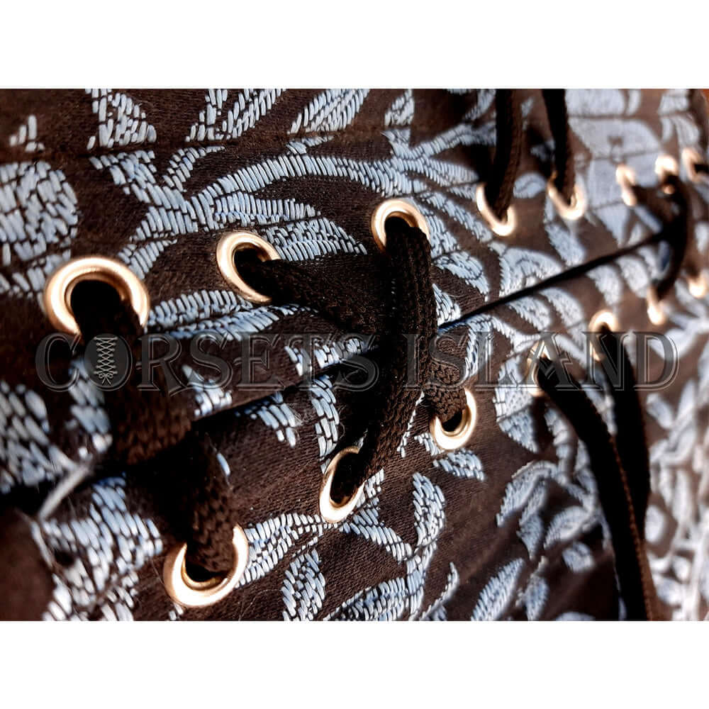 Blue Floral Brocade Corset