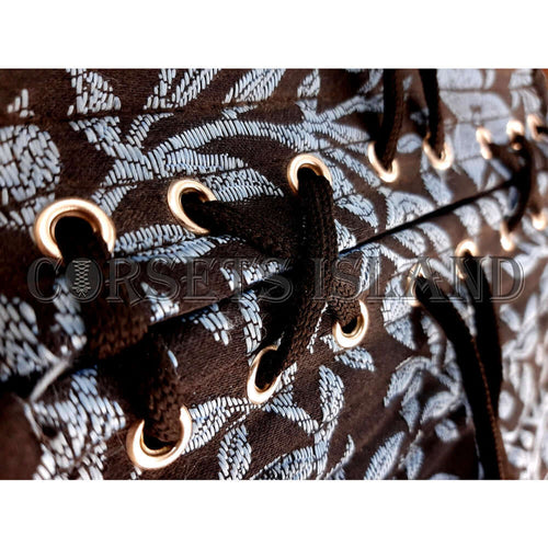 Blue Floral Brocade Corset