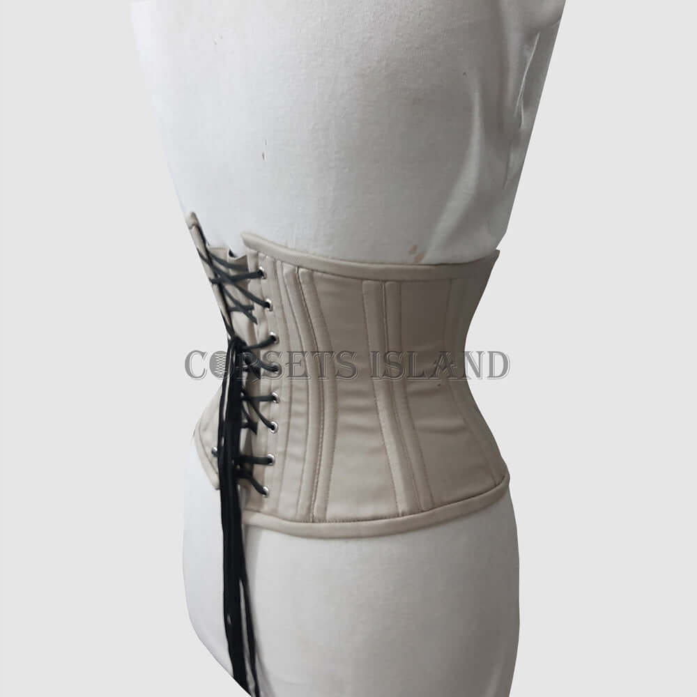 Cream Underbust Corset – Satin Waist Shaper with Steel Boning
