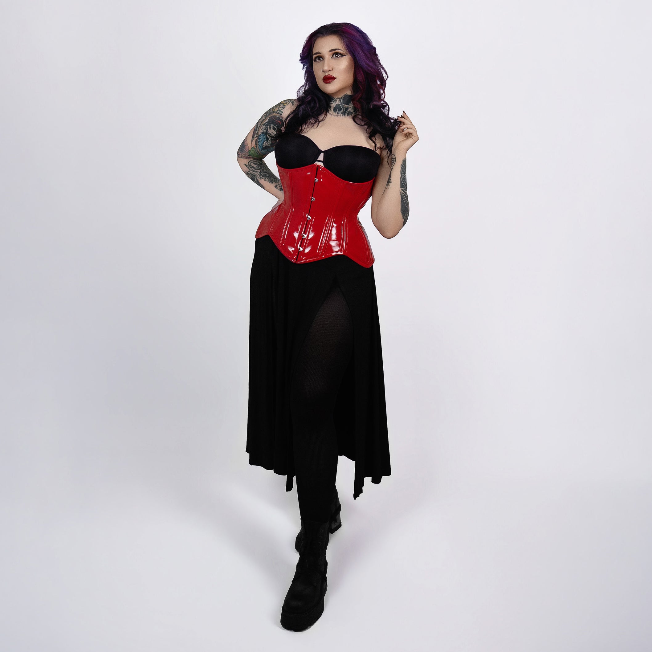 Vivian – Curvy Shiny PVC Double Steel Boned Underbust Corset | All Colors