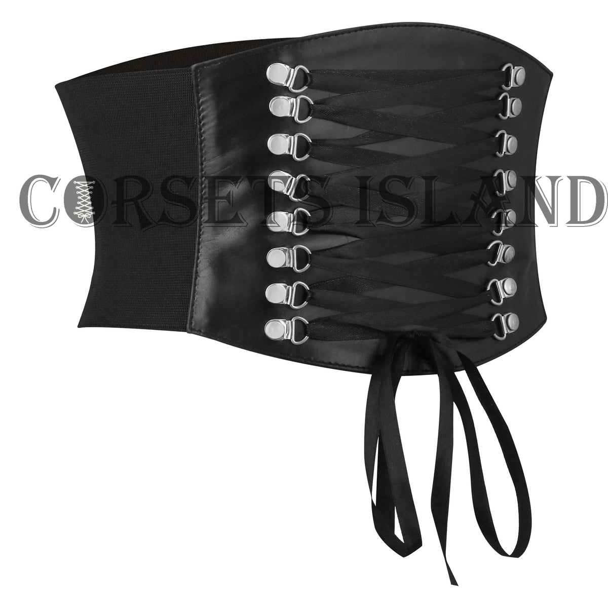 Front Laced Style Leather Womens Corset Elastic Belt