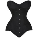 Jessica - Cotton Black Steel Boned Waist Training Overbust Corset | All Colors