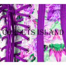 Floral Back Lace up Overbust Corset – Steel Boned for Waist Shaping