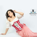 Floral Red & White Underbust Corset 