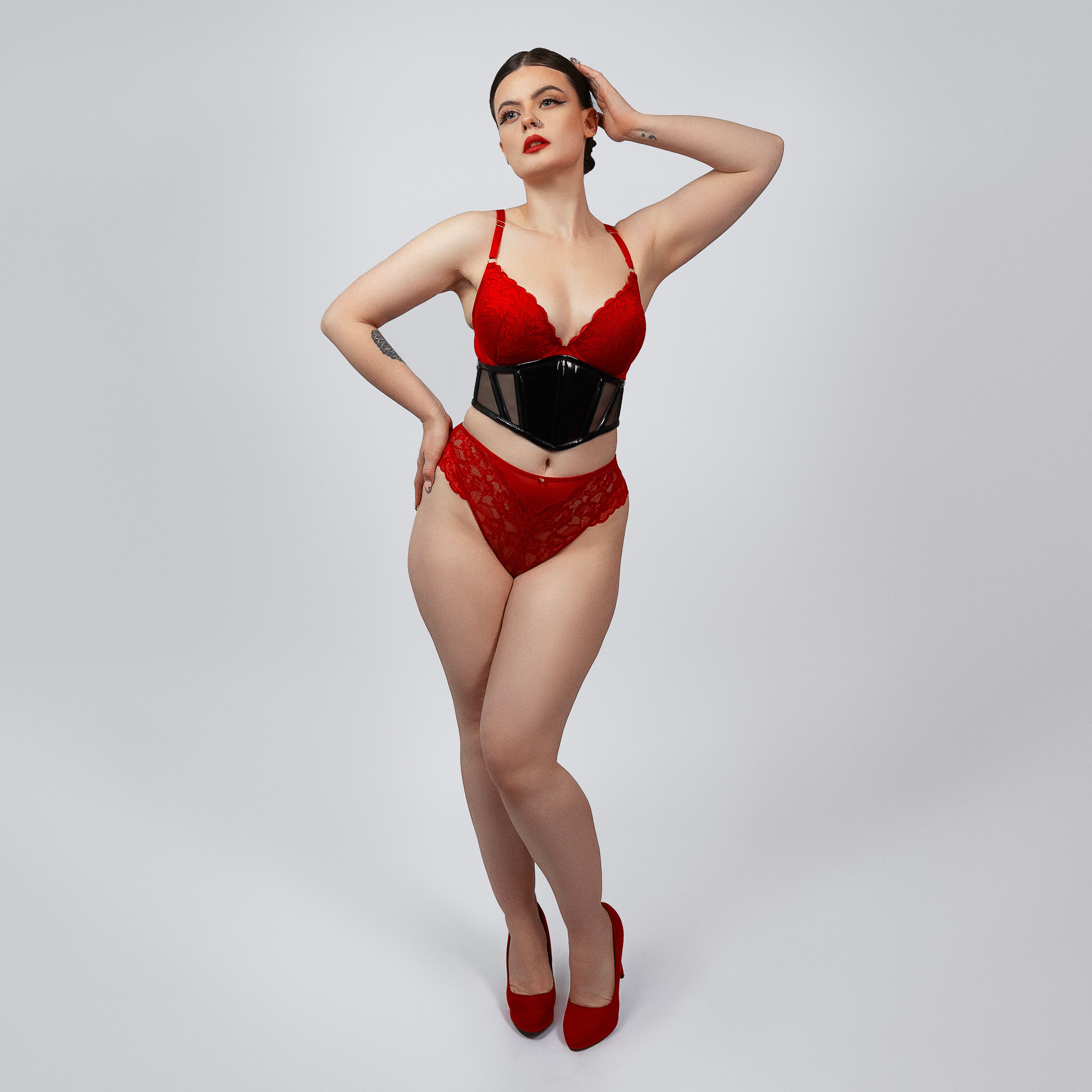 Sloane – Black PVC & Mesh Corset Belt