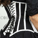 Laced Back Black and White Striped Underbust Corset