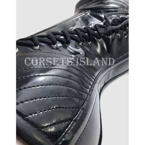Laced Black PVC Overbust Corset