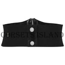 Leather Black Buckel Elastic Zipper Corset Belt 