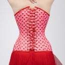 Quinn - Lestat shape - Double Steel Boned Pink Red Heart Pin-up Corset