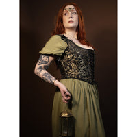 Guinevere - Black Gold Brocade Renaissance Faire Corset