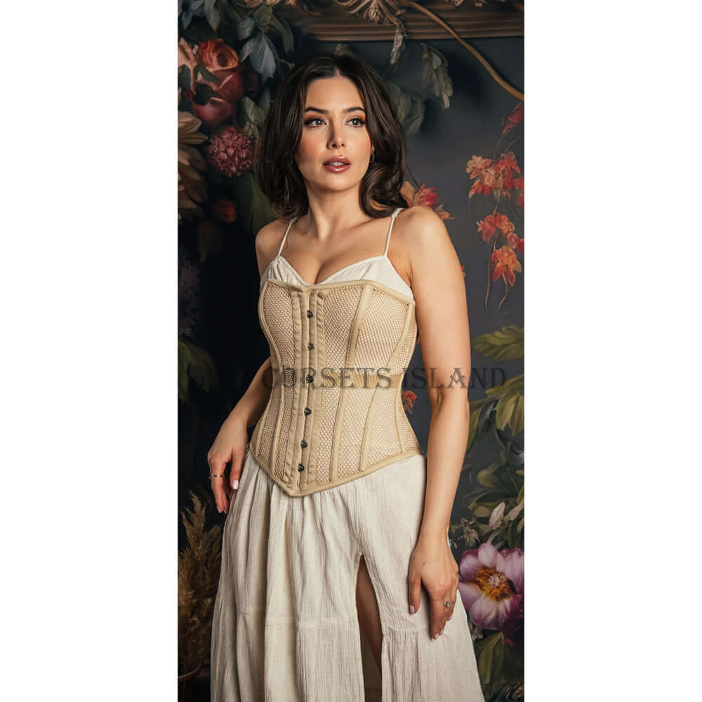 Regina - Mesh Classic Steel Boned Overbust Corset | All Colors