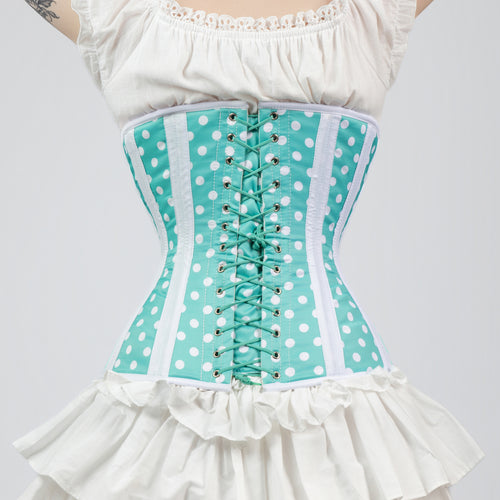 Susan - Mint Green White Polka Dot Pin Up Hourglass Corset