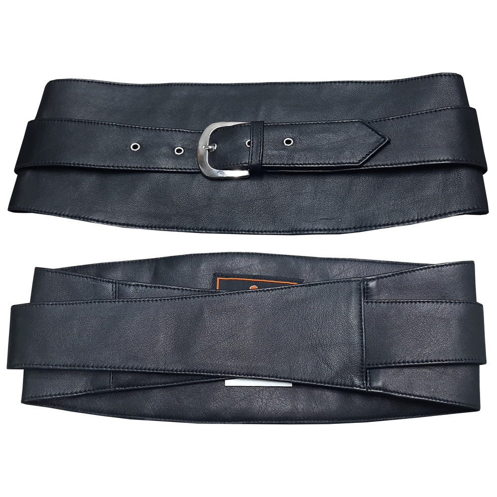 Obi Sash Tie Sheep Leather Black Buckel Belt