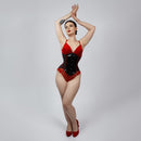 Mina – Black Red PVC Steel Boned Gothic Corset
