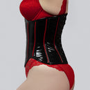 Mina – Black Red PVC Steel Boned Gothic Corset