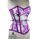 Purple Floral Waist Trainer Corset – Steel Boned for Waist Shaping