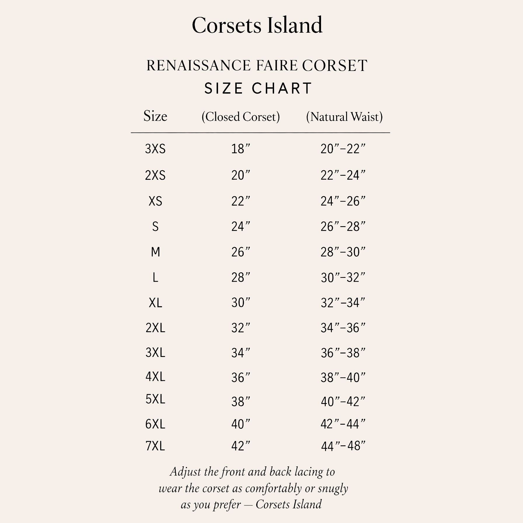 Ren_Faire_Corsets_size chart