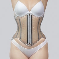 Mina – Transparent PVC Steel Boned Corset with Front Zipper