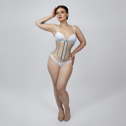Mina – Transparent PVC Steel Boned Corset with Front Zipper