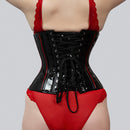 Mina – Black Red PVC Steel Boned Gothic Corset