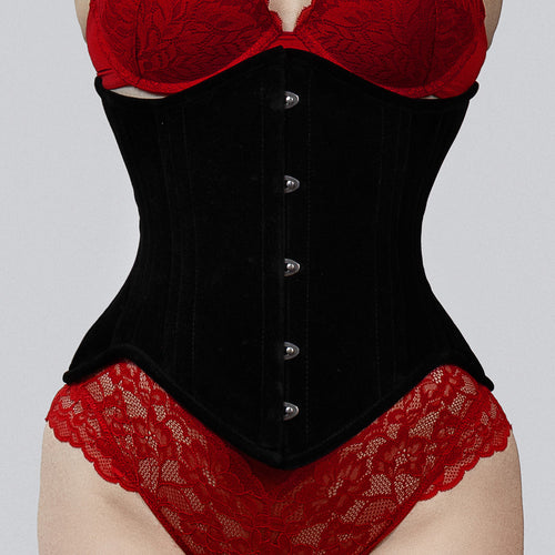 Mina - Velvet Double Steel Boned Underbust Corset | All Colors