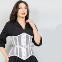 Uma - Waist Training Breathable Mesh Steel Boned White Corset