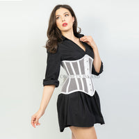 Uma - Waist Training Breathable Mesh Steel Boned White Corset