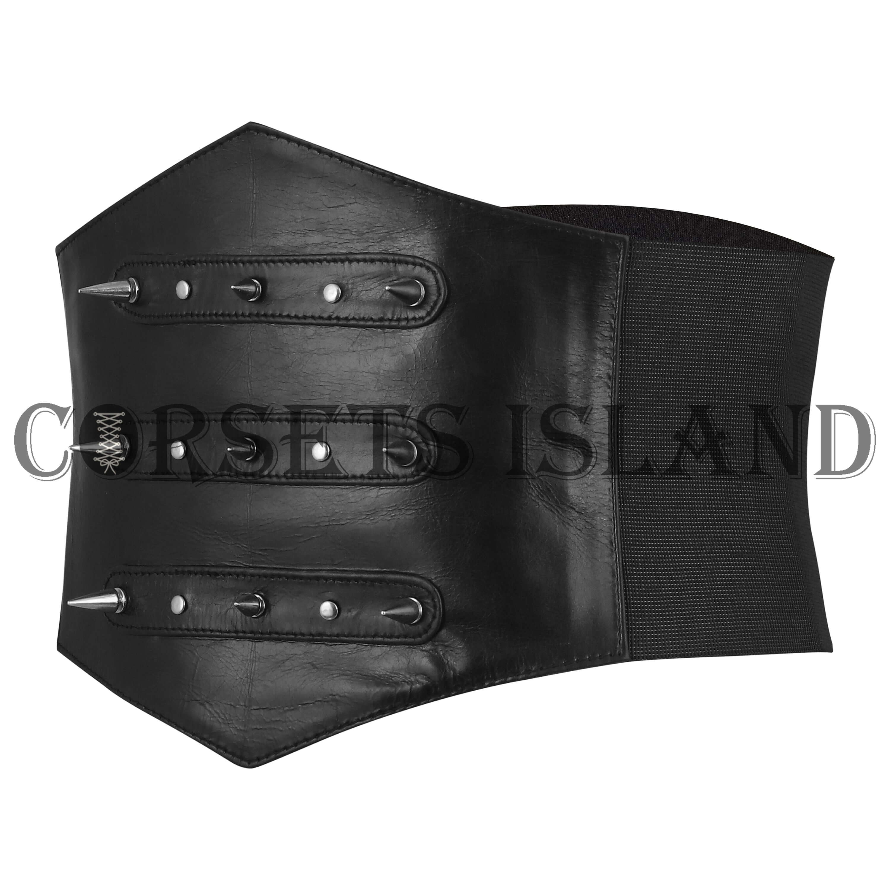 Women's Gothic Sheep Leather Corset Belt with Studs - High Waist