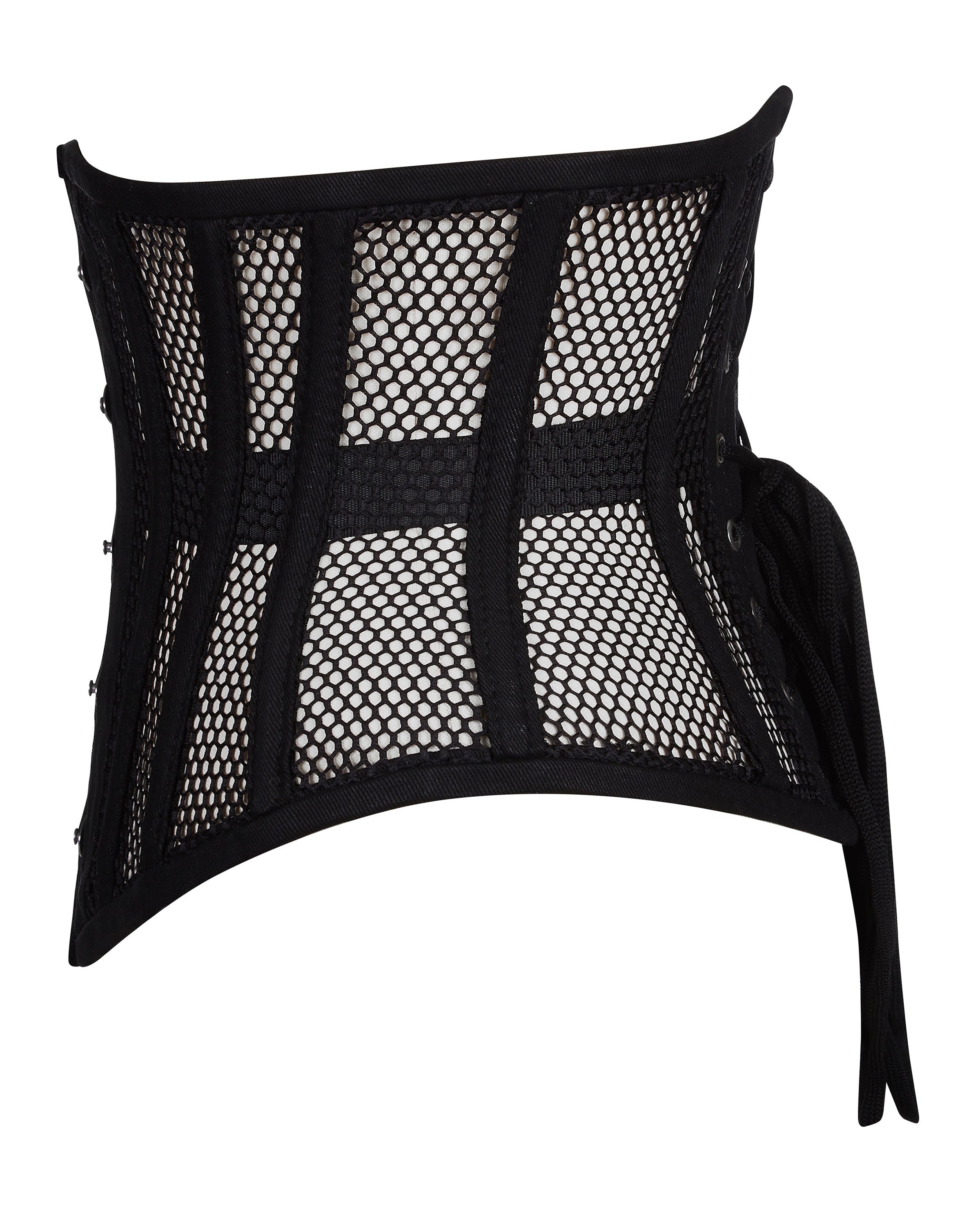 alice black mesh underbust corset back view lace-up modesty panel corsets island