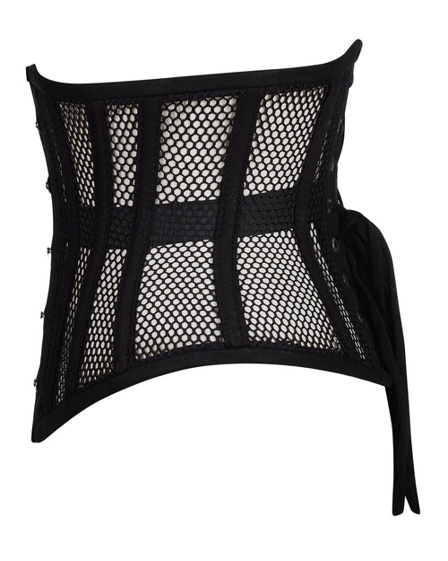 alice black mesh underbust corset back view lace-up modesty panel corsets island