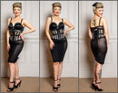 alice black mesh waspie corset lifestyle front side and back three views corsets island