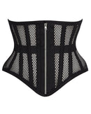 alice black mesh waspie corset front zip closure bone channels corsets island