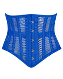 alice blue mesh underbust waspie corset front view hook and eye closure corsets island