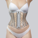 Transparent PVC corset front view showing zip closure and steel boning -- Alice by Corsets Island