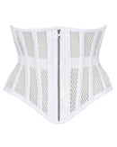 alice white mesh waspie corset front zip closure mesh panels corsets island